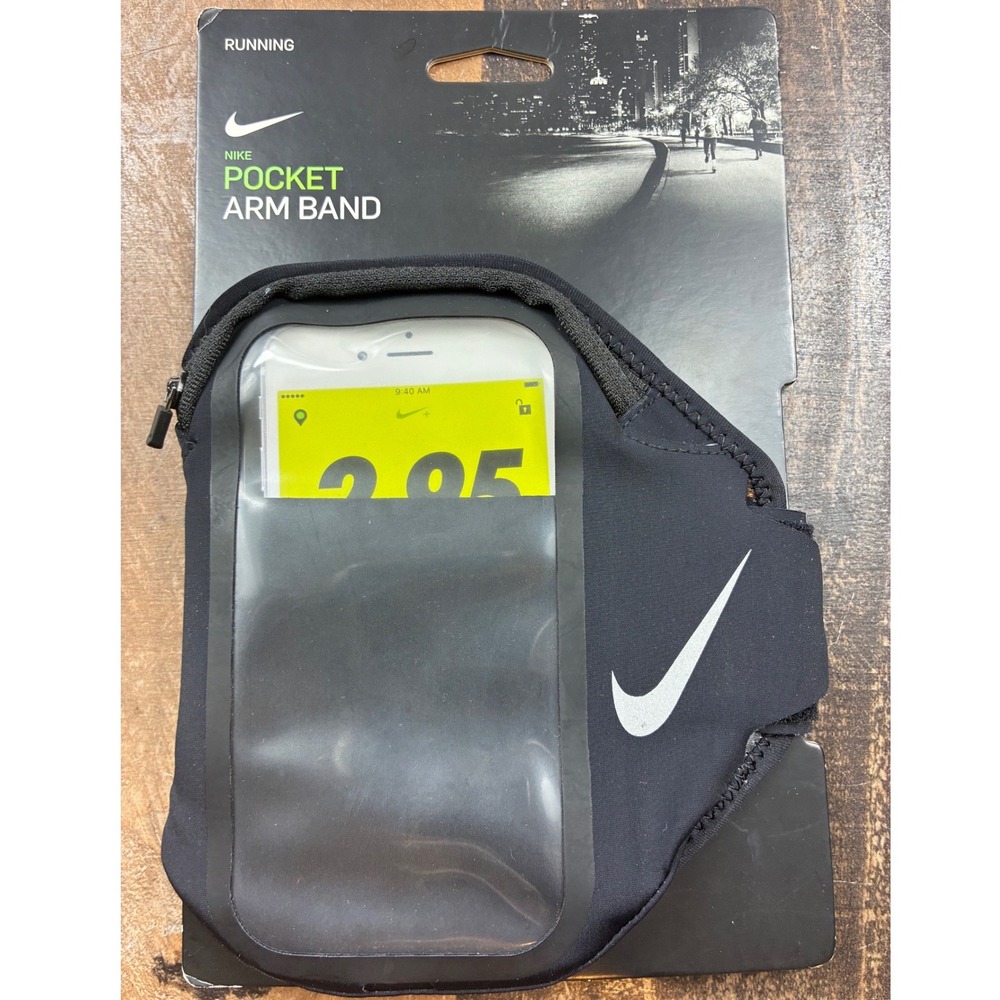 Nike Pocket Arm Band Unisex OSFM Black New Running Phone Holder Zip Pocket